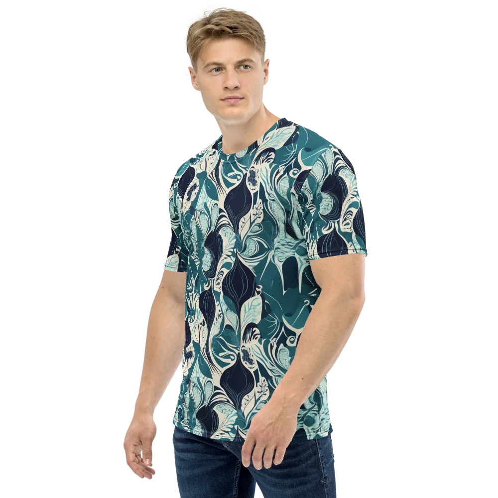 Indigo Tidal Garden on Men's Crew Neck T-Shirt — Left