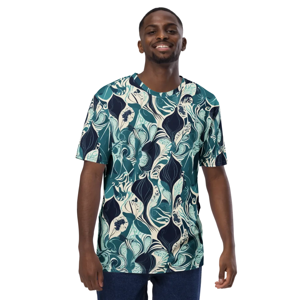 Indigo Tidal Garden on Men's Crew Neck T-Shirt — Front