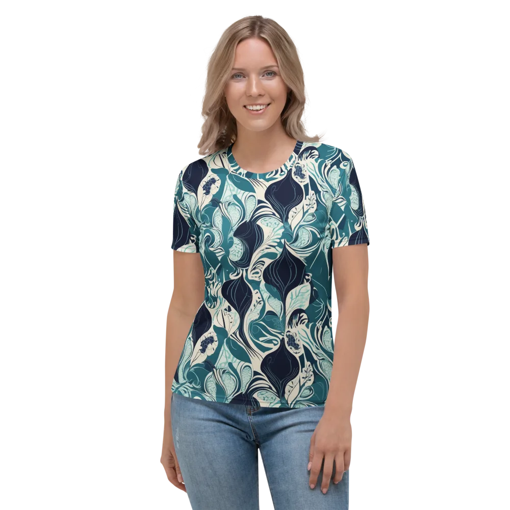 Indigo Tidal Garden on Women's Crew Neck T-Shirt — Front