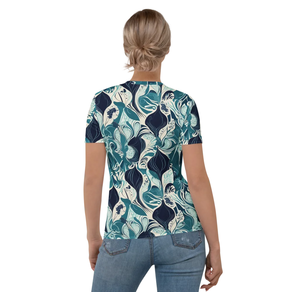 Indigo Tidal Garden on Women's Crew Neck T-Shirt — Back