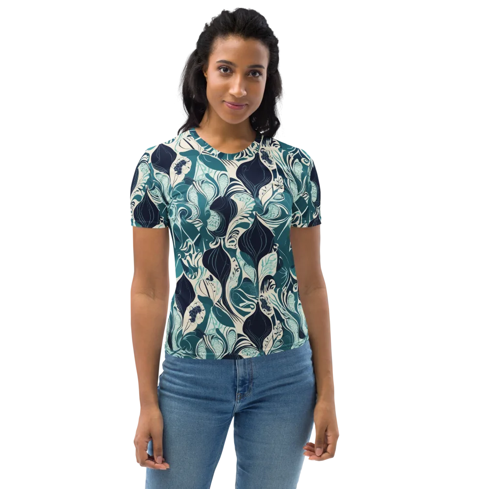 Indigo Tidal Garden on Women's Crew Neck T-Shirt — Front