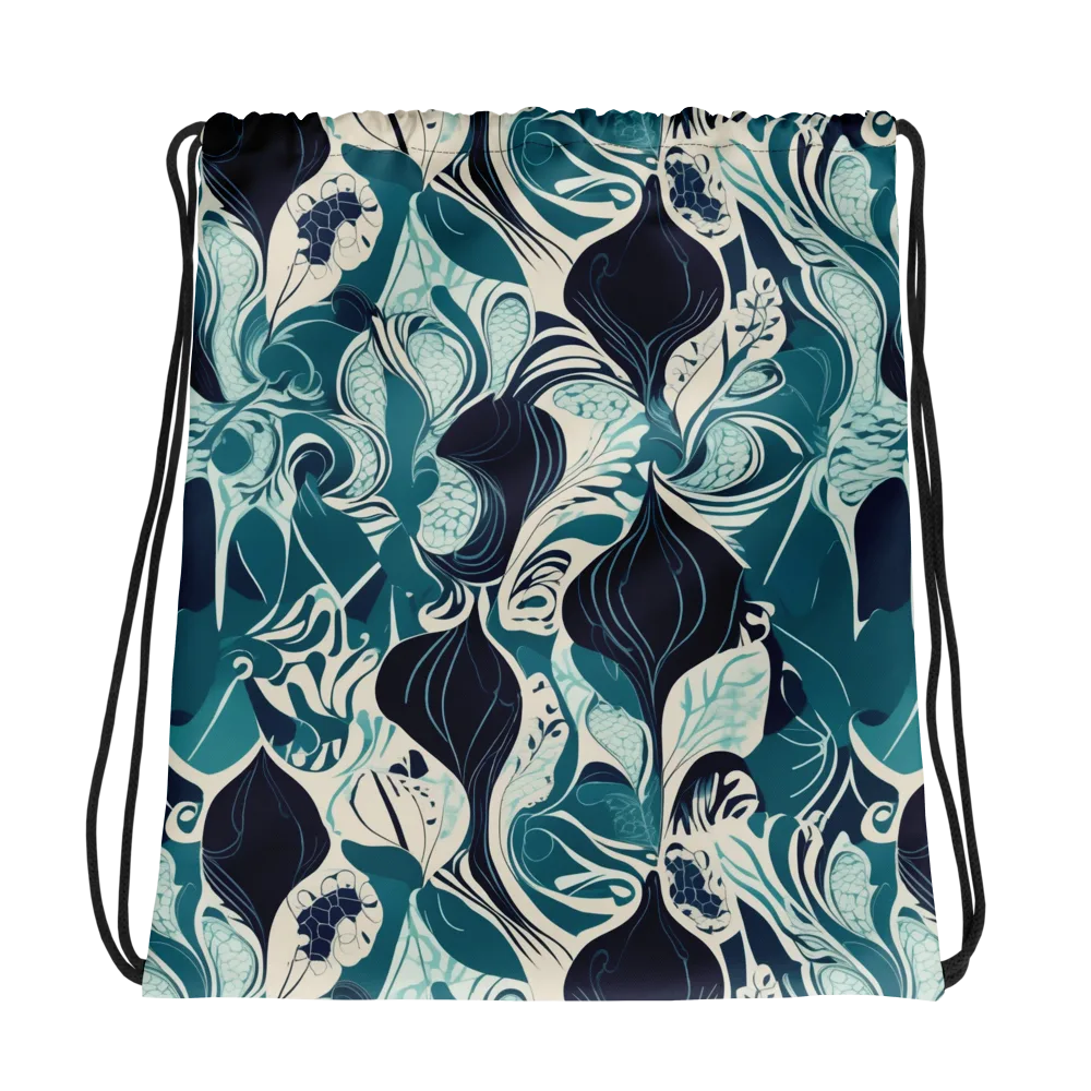 Indigo Tidal Garden on Drawstring Bag — Photo