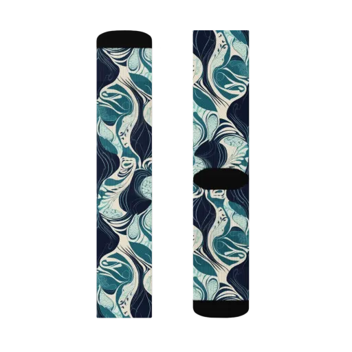 Indigo Tidal Garden on a Socks
