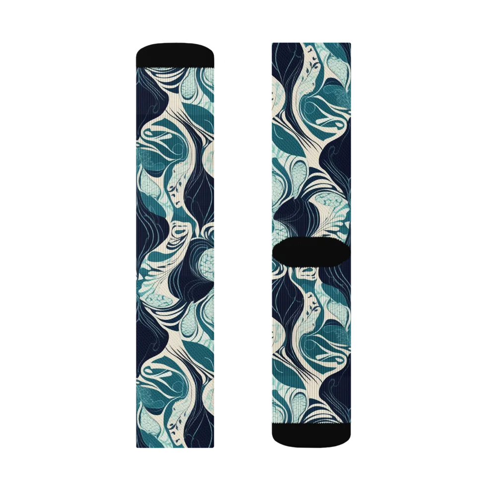 Indigo Tidal Garden on Socks — Right Sock