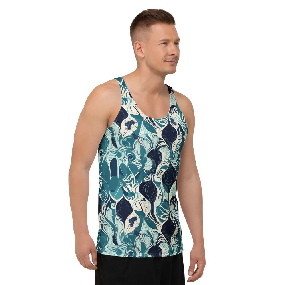 Indigo Tidal Garden on Men's Tank Top — Right Front