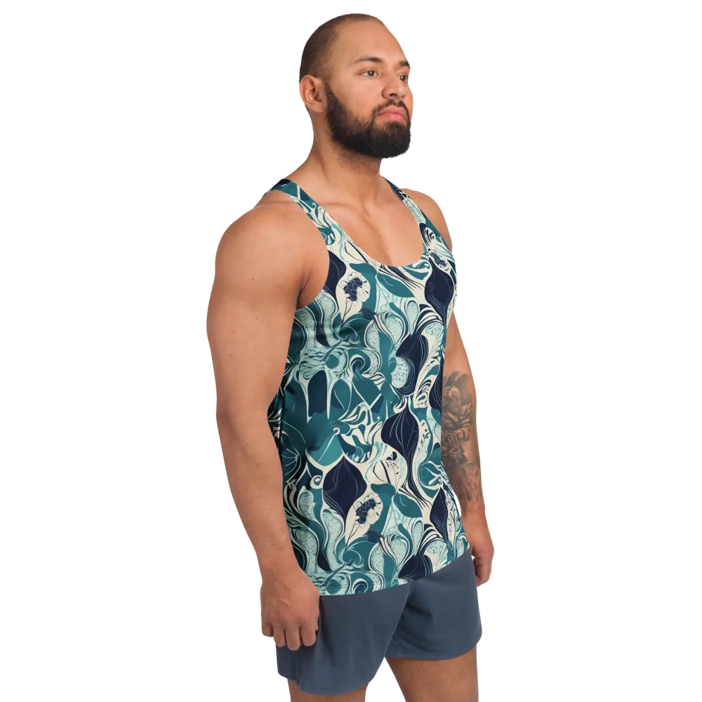 Indigo Tidal Garden on Men's Tank Top — Right Front