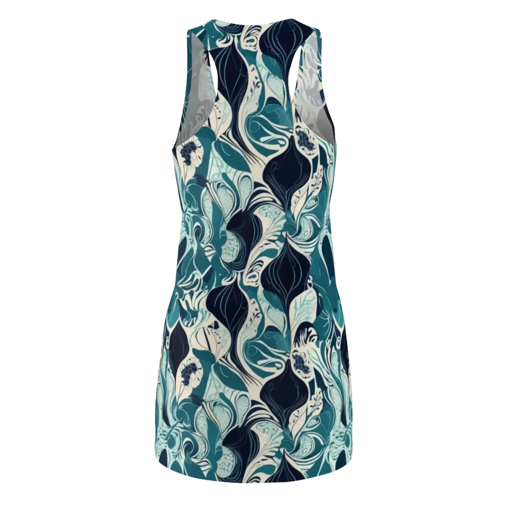 Indigo Tidal Garden on Racerback Dress — Back