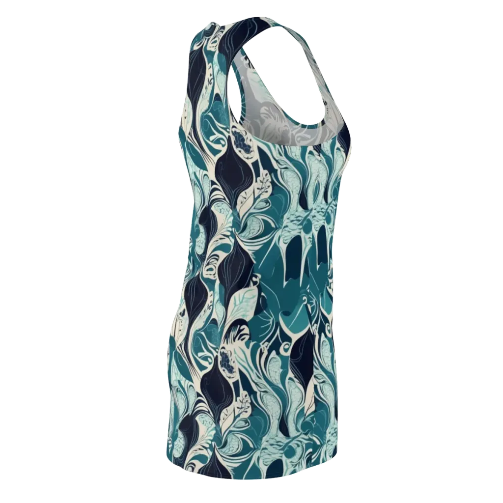 Indigo Tidal Garden on Racerback Dress — Back Side
