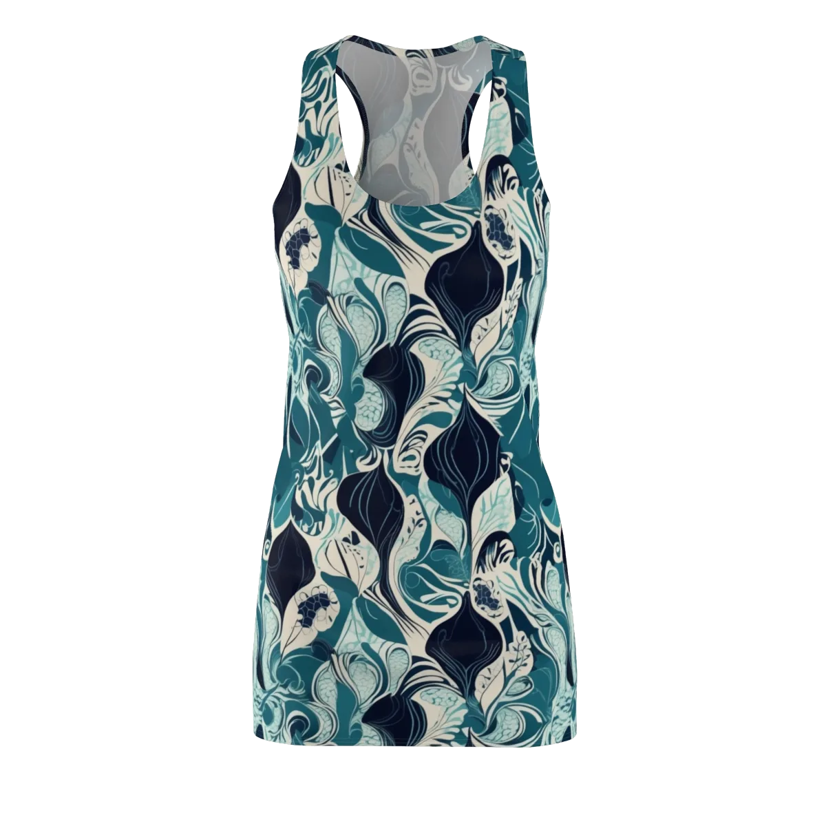 Indigo Tidal Garden on Racerback Dress — Front