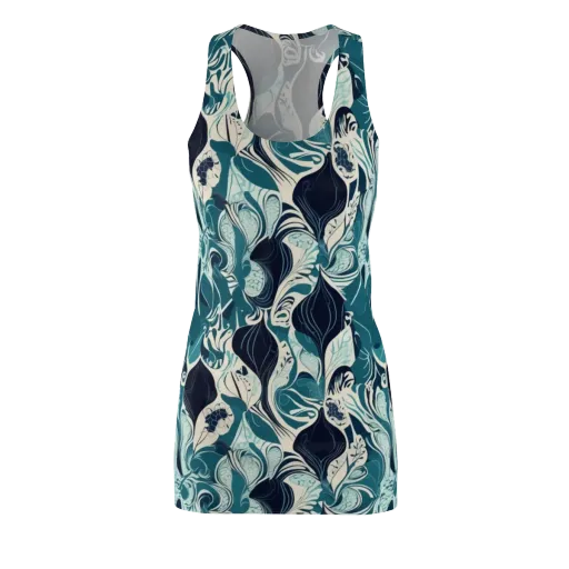 Indigo Tidal Garden on a Racerback Dress