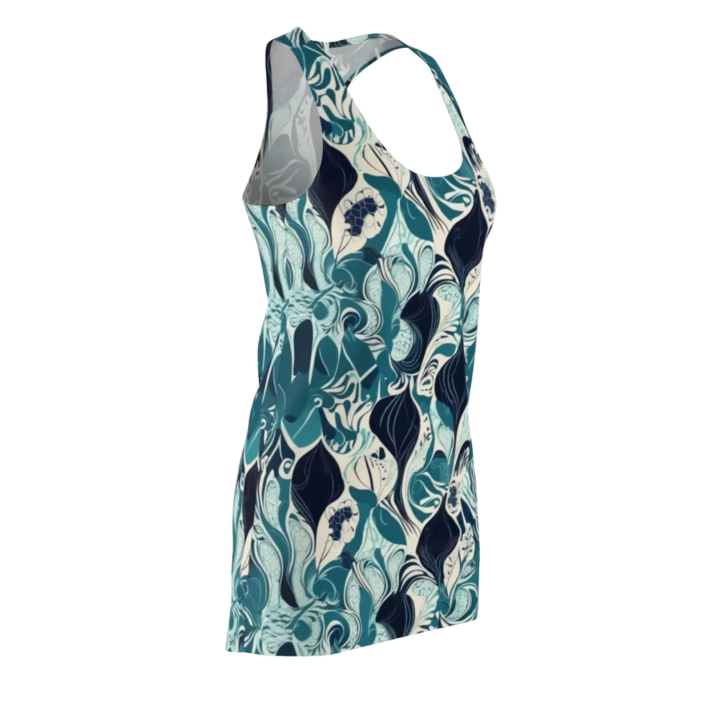 Indigo Tidal Garden on Racerback Dress — Front Side