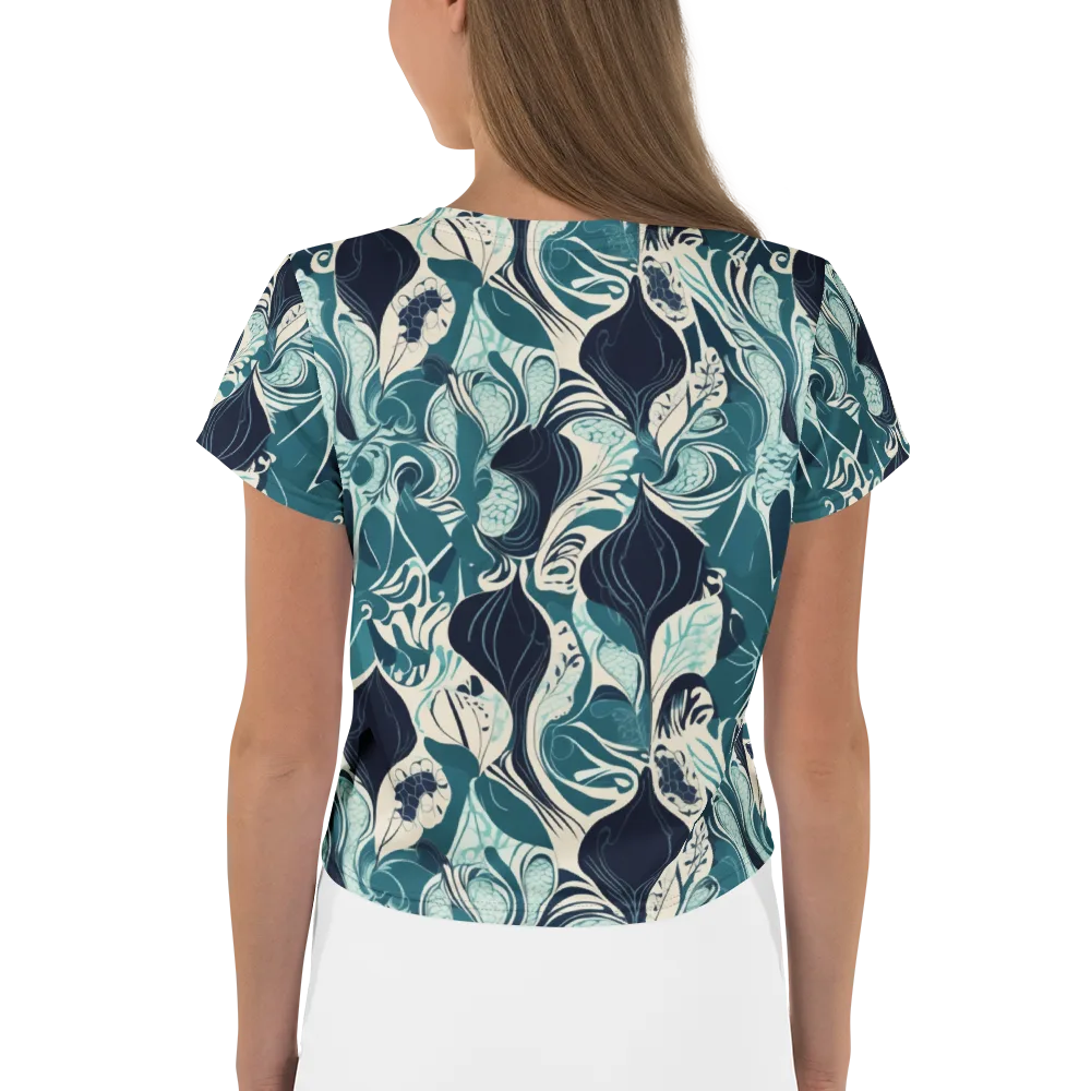 Indigo Tidal Garden on Crop Tee — Back