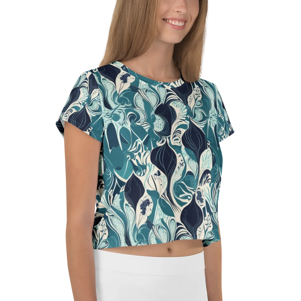 Indigo Tidal Garden on Crop Tee — Right