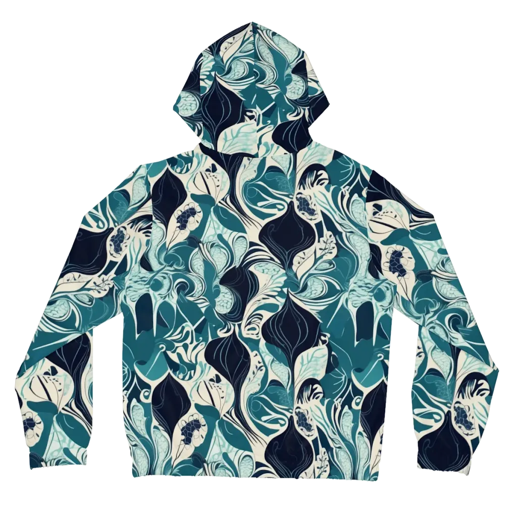 Indigo Tidal Garden on Women's Full-Zip Hoodie — Back