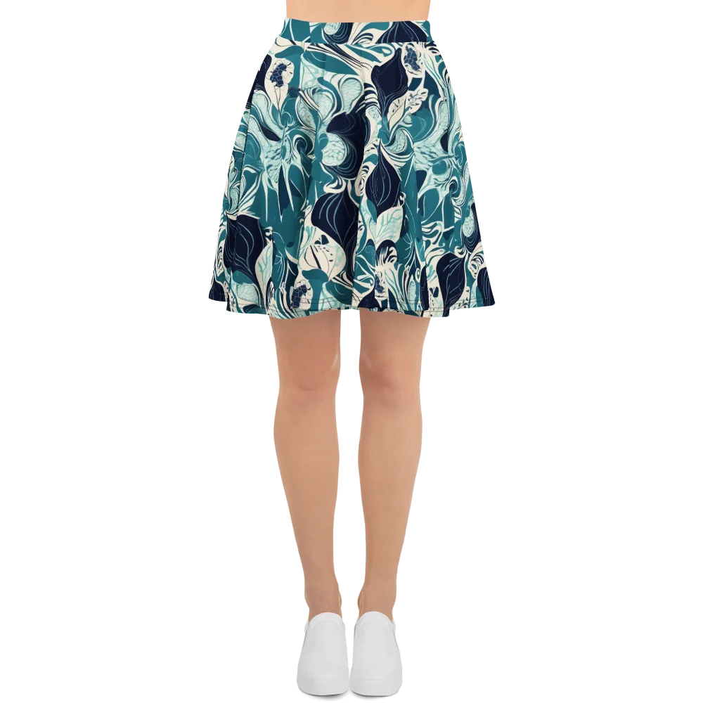 Indigo Tidal Garden on Skater Skirt — Front