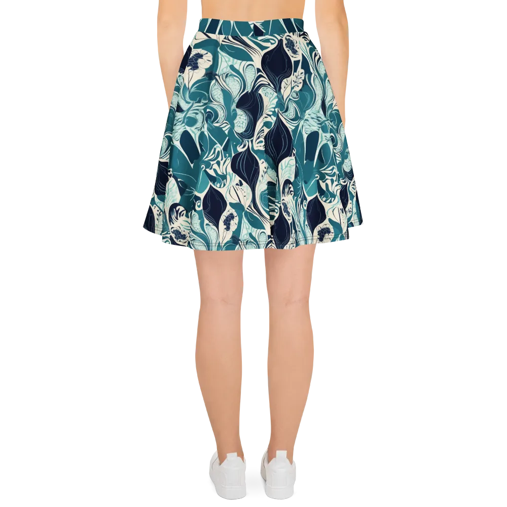 Indigo Tidal Garden on Skater Skirt — Back