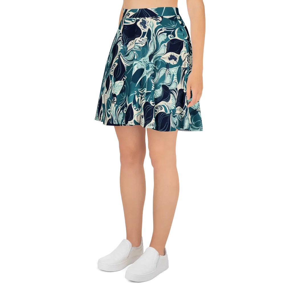 Indigo Tidal Garden on Skater Skirt — Left