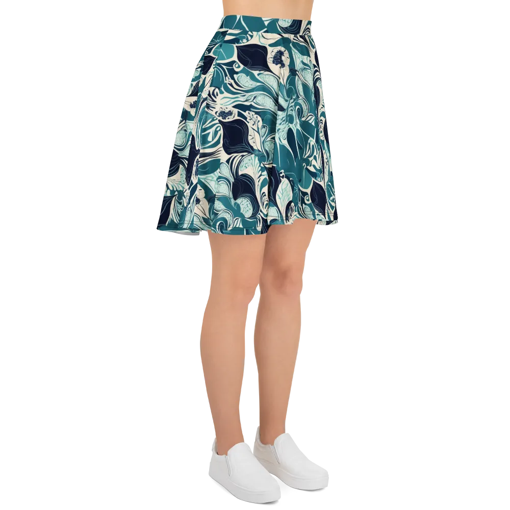 Indigo Tidal Garden on Skater Skirt — Right