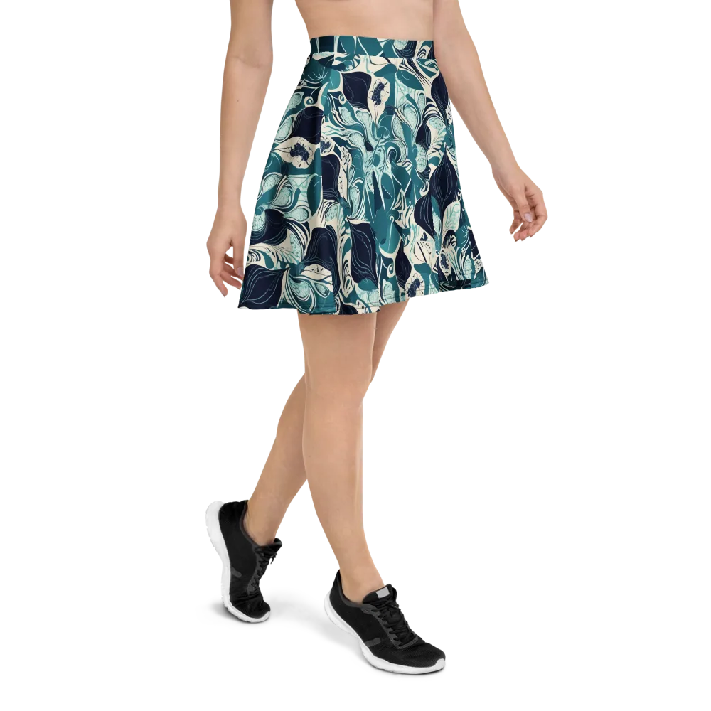 Indigo Tidal Garden on Skater Skirt — Right