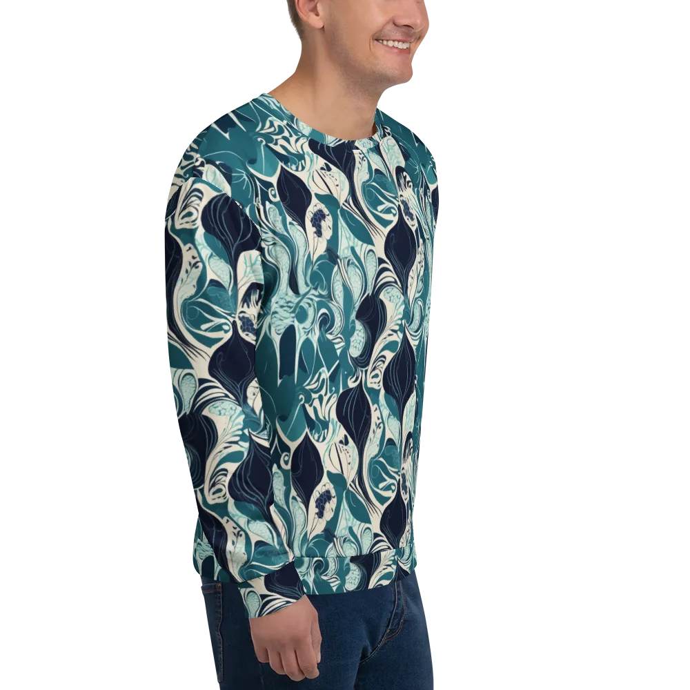 Indigo Tidal Garden on Sweatshirt — Right Front