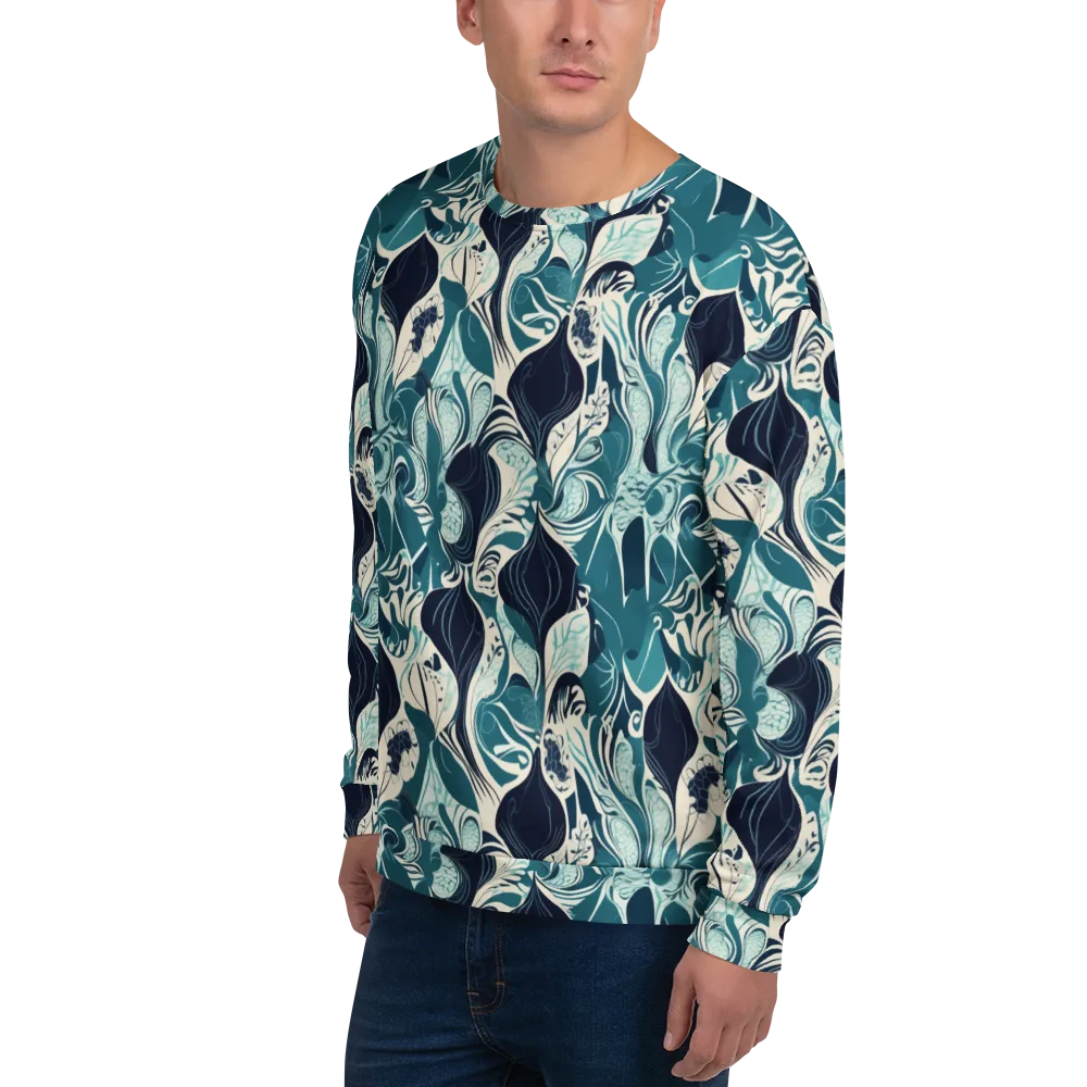 Indigo Tidal Garden on Sweatshirt — Left Front