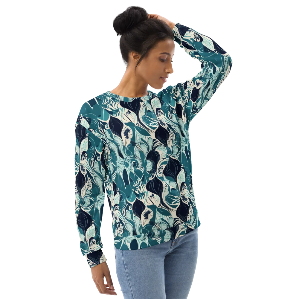 Indigo Tidal Garden on Sweatshirt — Right Front
