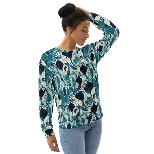 Indigo Tidal Garden on a Sweatshirt
