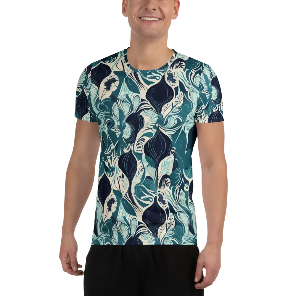 Indigo Tidal Garden on Men's Athletic T-Shirt — Front