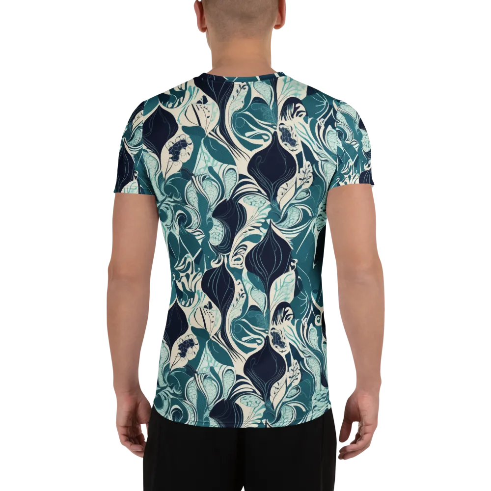 Indigo Tidal Garden on Men's Athletic T-Shirt — Back
