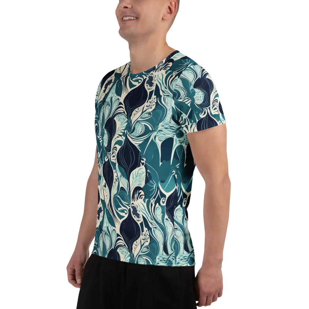 Indigo Tidal Garden on Men's Athletic T-Shirt — Left