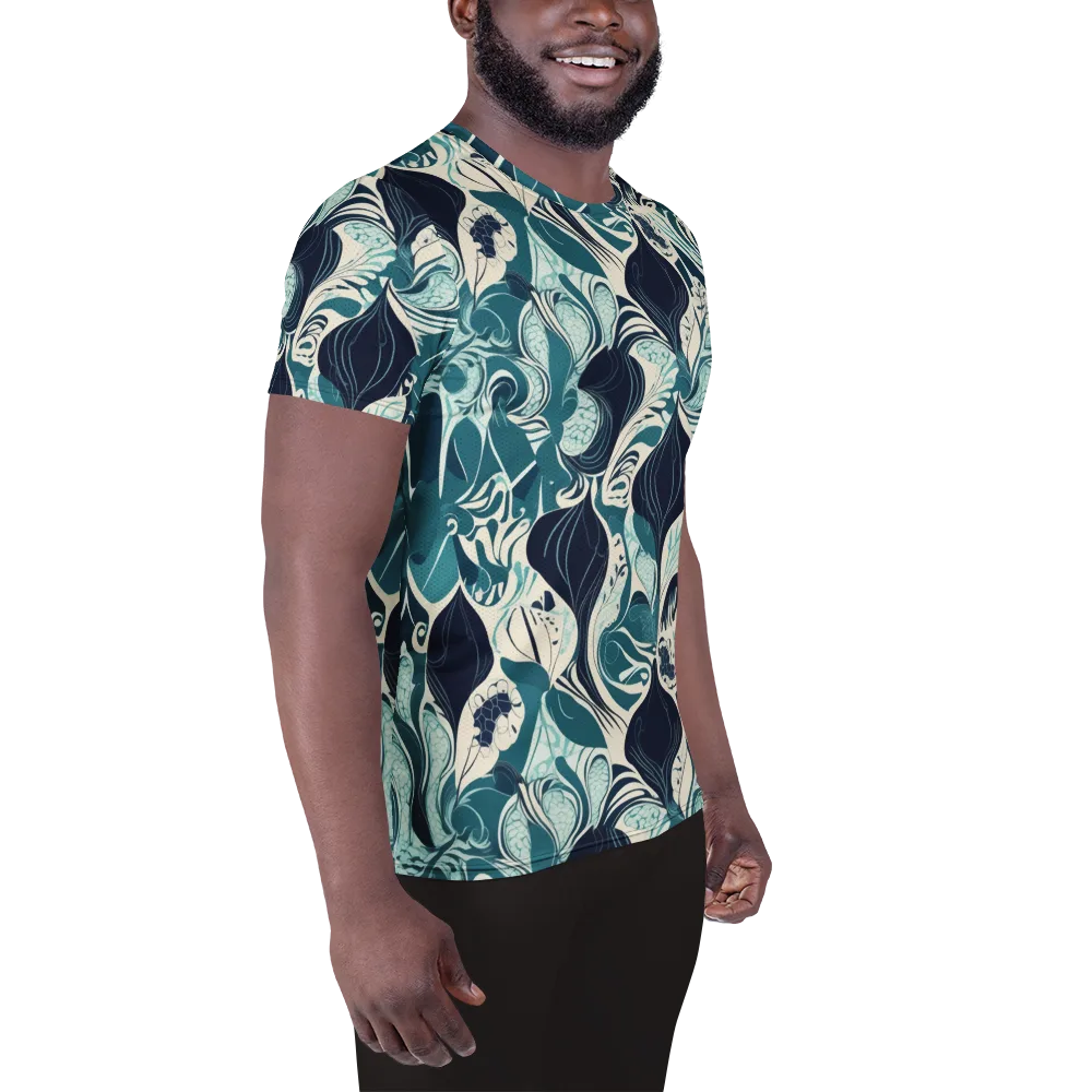 Indigo Tidal Garden on Men's Athletic T-Shirt — Right