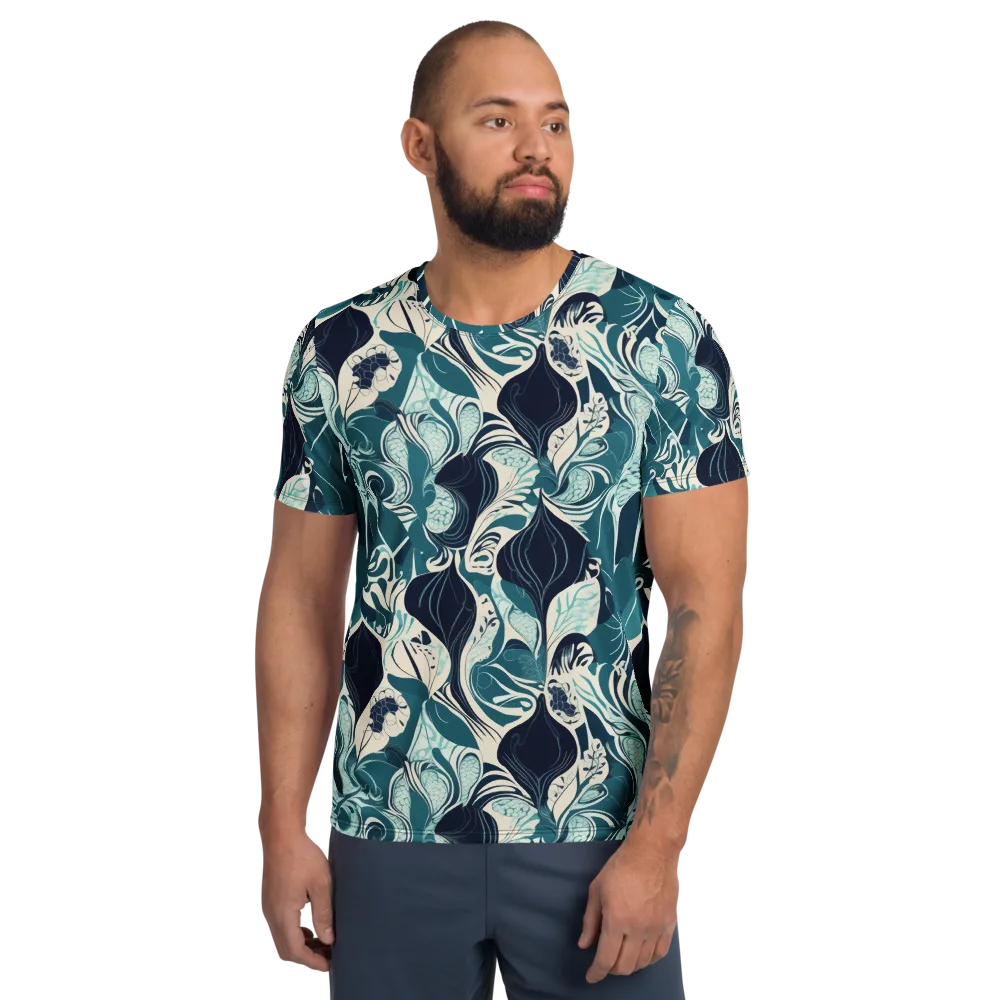 Indigo Tidal Garden on Men's Athletic T-Shirt — Front