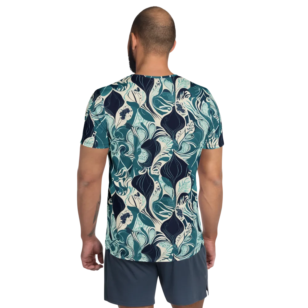 Indigo Tidal Garden on Men's Athletic T-Shirt — Back