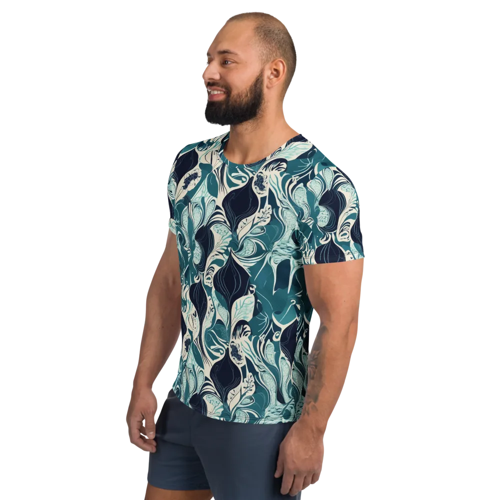 Indigo Tidal Garden on Men's Athletic T-Shirt — Left