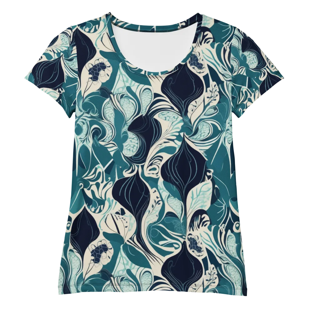 Indigo Tidal Garden on Women's Athletic T-Shirt — Front