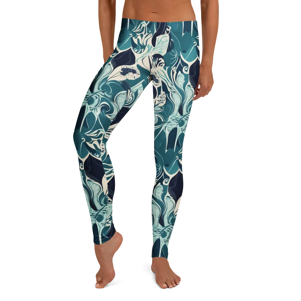 Indigo Tidal Garden on Leggings — Front
