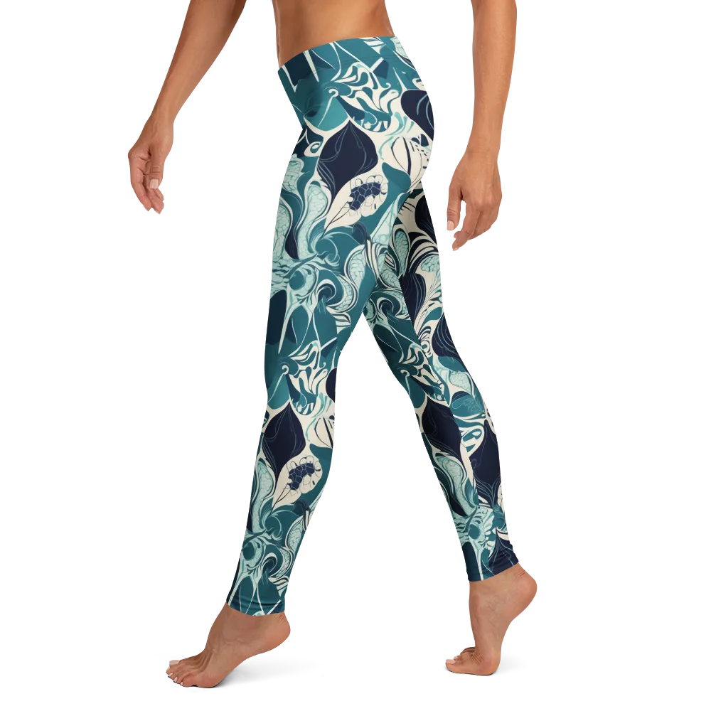 Indigo Tidal Garden on Leggings — Left