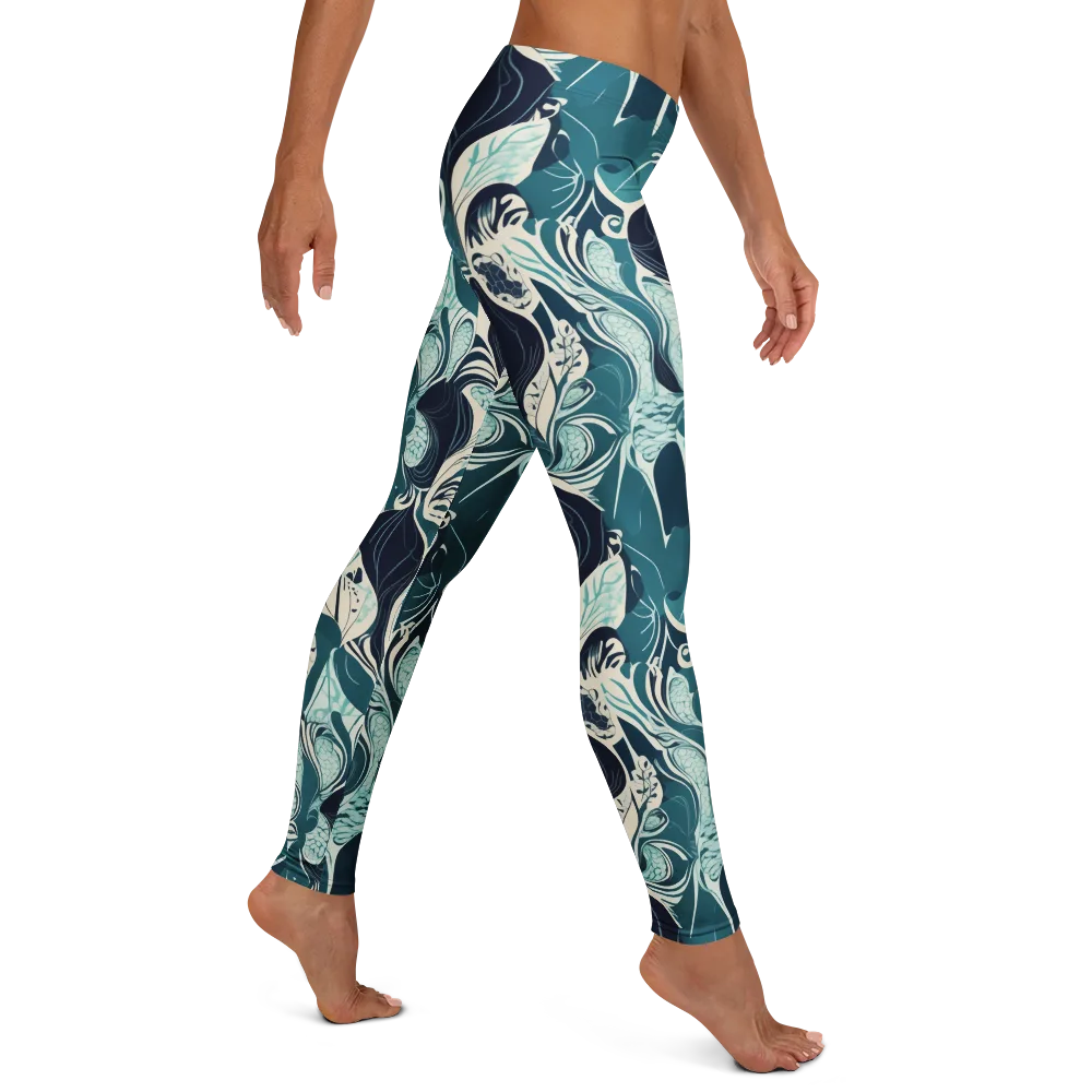Indigo Tidal Garden on Leggings — Right
