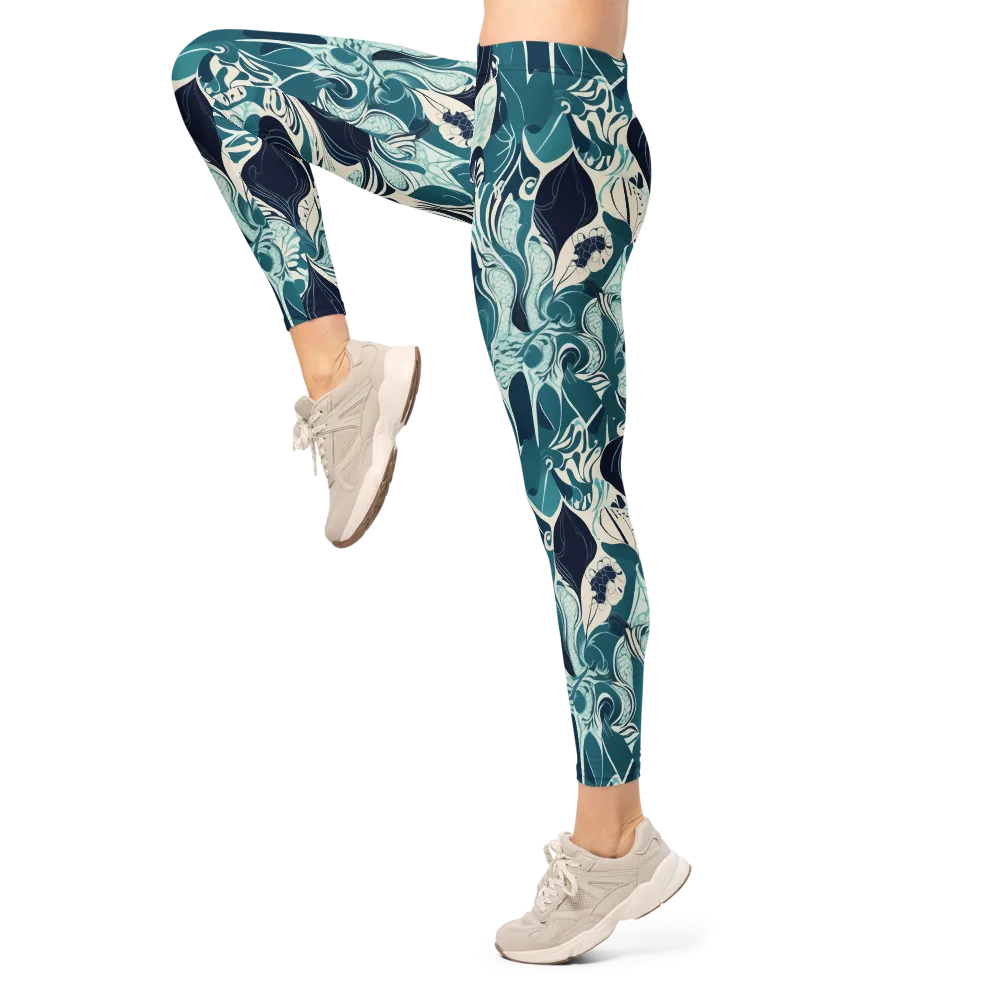 Indigo Tidal Garden on Leggings — Left