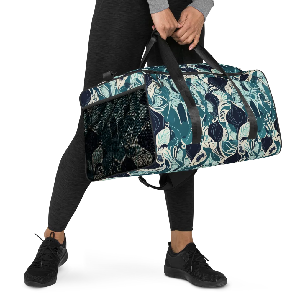 Indigo Tidal Garden on Duffle Bag — Right Front