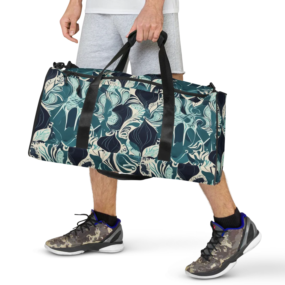 Indigo Tidal Garden on Duffle Bag — Front