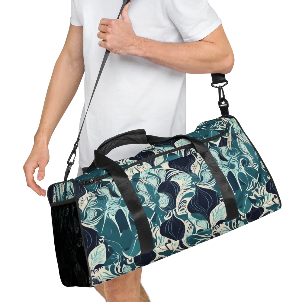 Indigo Tidal Garden on Duffle Bag — Right Front