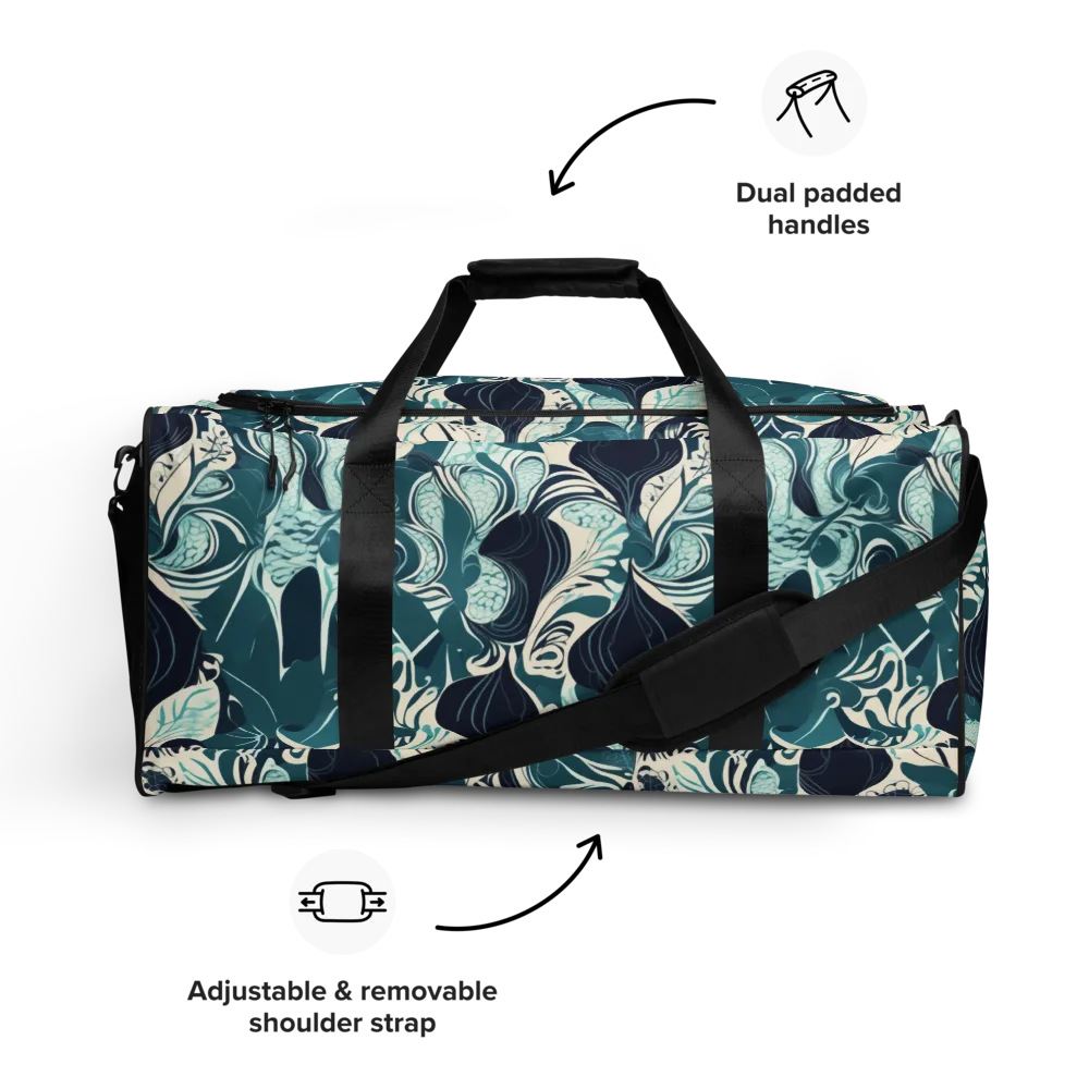 Indigo Tidal Garden on Duffle Bag — Front