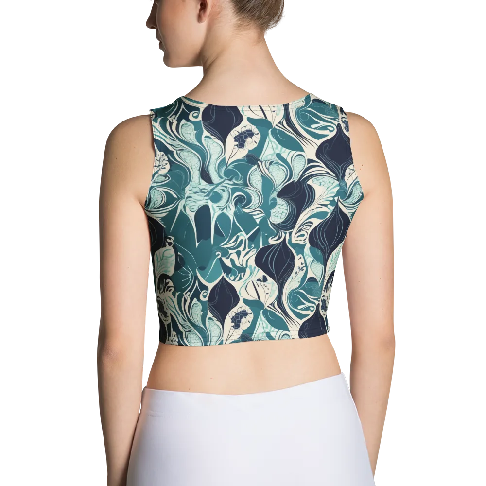 Indigo Tidal Garden on Crop Top — Back