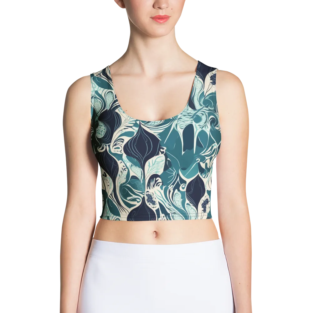 Indigo Tidal Garden on Crop Top — Front