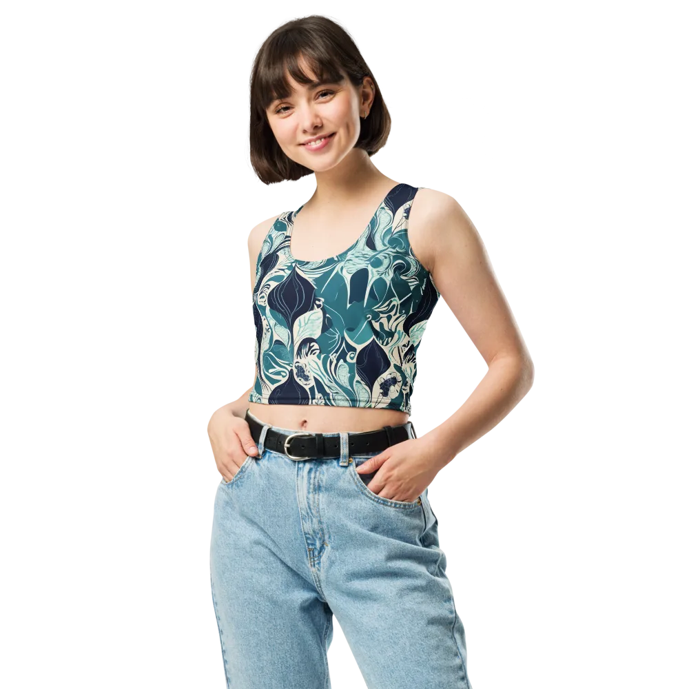 Indigo Tidal Garden on Crop Top — Front