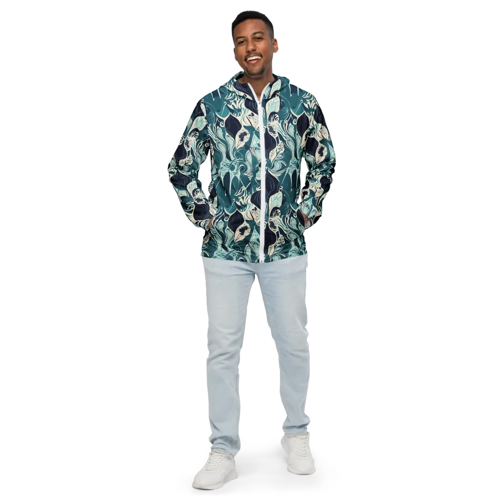 Indigo Tidal Garden on Men's Windbreaker — Front