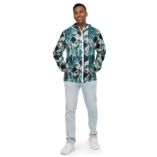 Indigo Tidal Garden on a Men's Windbreaker