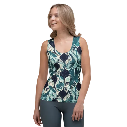 Indigo Tidal Garden on a Women's Tank Top