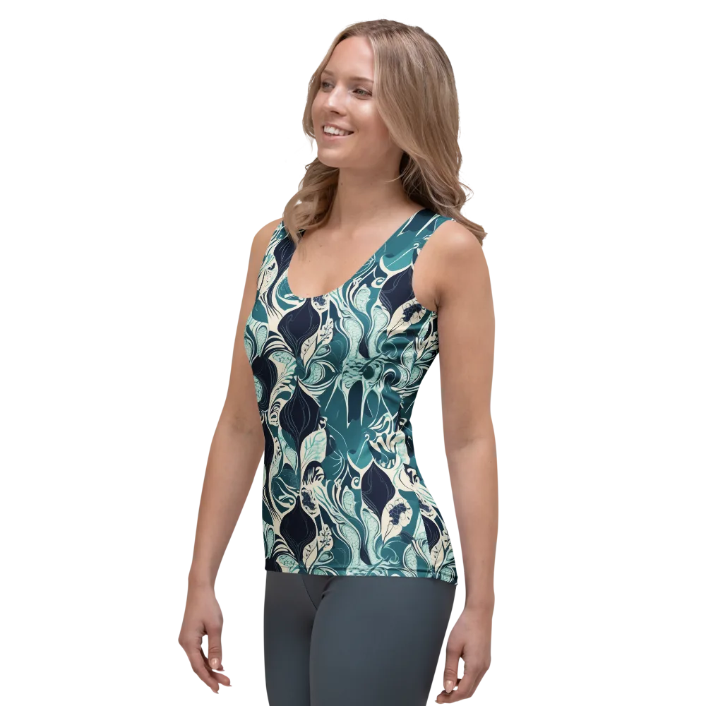 Indigo Tidal Garden on Women's Tank Top — Left Front